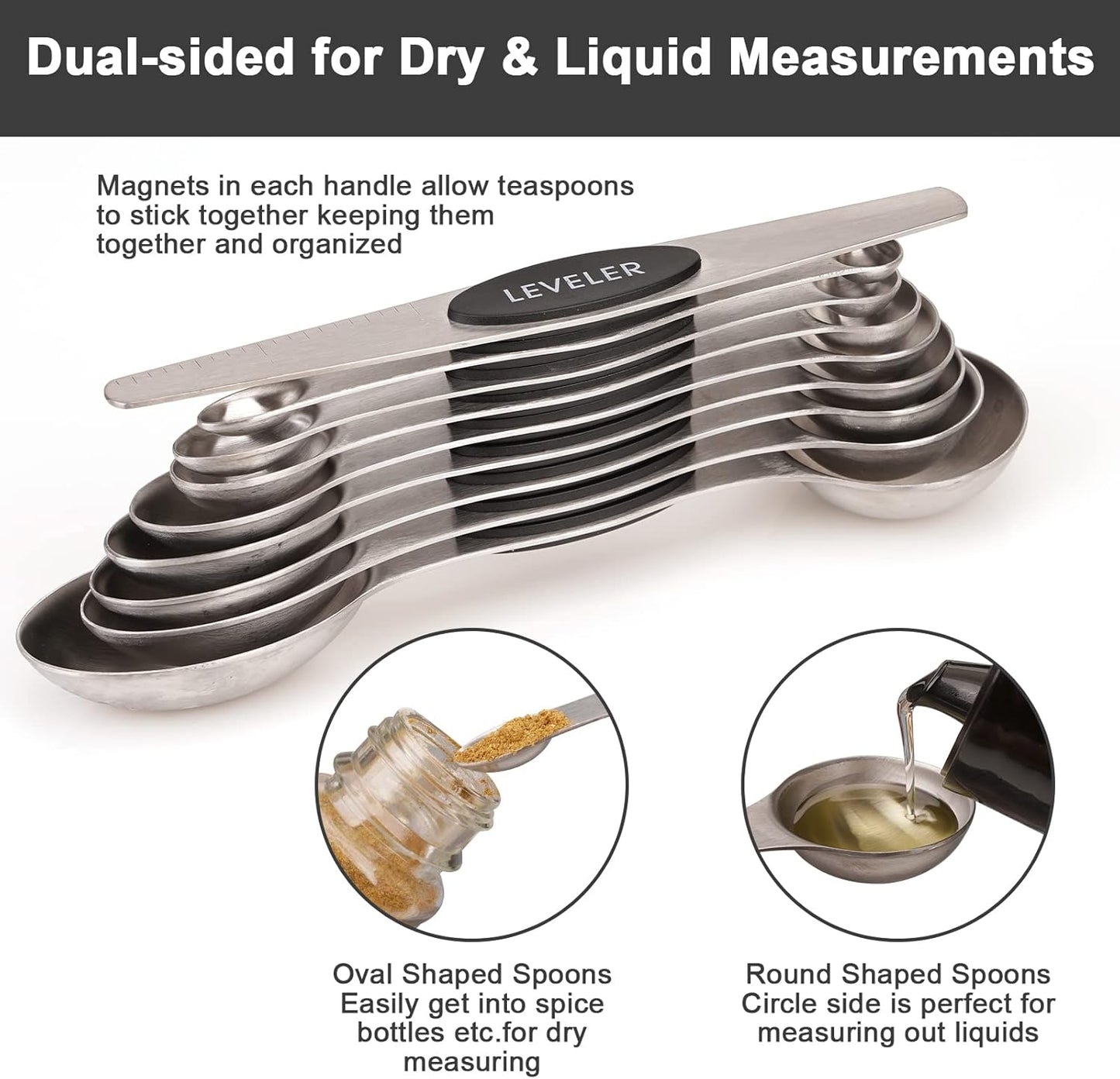Mini Measuring Spoon Set, Heavy Duty Stainless Steel Measuring Spoons for Cooking Baking, Tablespoon Teaspoon for Dry or Liquid Ingredients, Fits in Spice Jar, 1/64 1/32 1/16 1/8 1/4 tsp