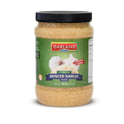Garland Food Squeezable Minced Garlic in Water 9.5 oz – Made in the USA - Garlic Minced Squeeze Bottle for Fresh Flavor, Time-Saving Prep, and Versatile Uses in Every Dish