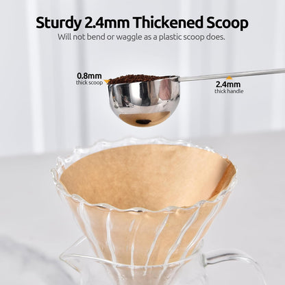 U-Taste Coffee Scoop 1 Tablespoon: 18/8 Stainless Steel Measuring Scooper for Ground Coffee, Bean, Powder, Espresso, 4.3in Long Handle Metal Measure Spoon for Canister, Jar (1Tbsp/15ml)