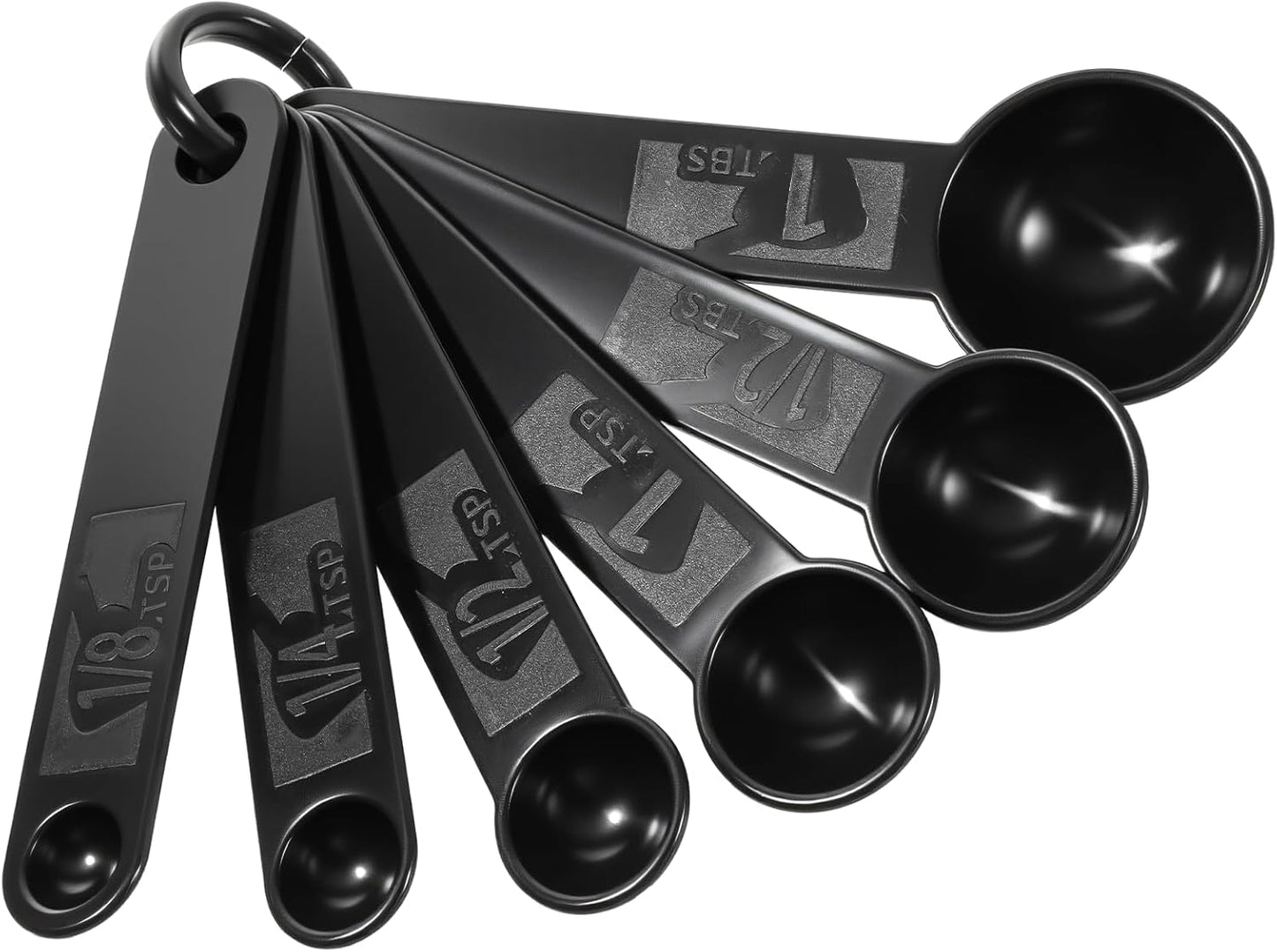 5Pcs Black Measuring Spoons Universal Easy to Read Measuring Cup and Spoon Set with Soft Grip Handle Plastic Cups and Spoons for Baking&Kitchen Hang Hole and Nesting for Easy Storage