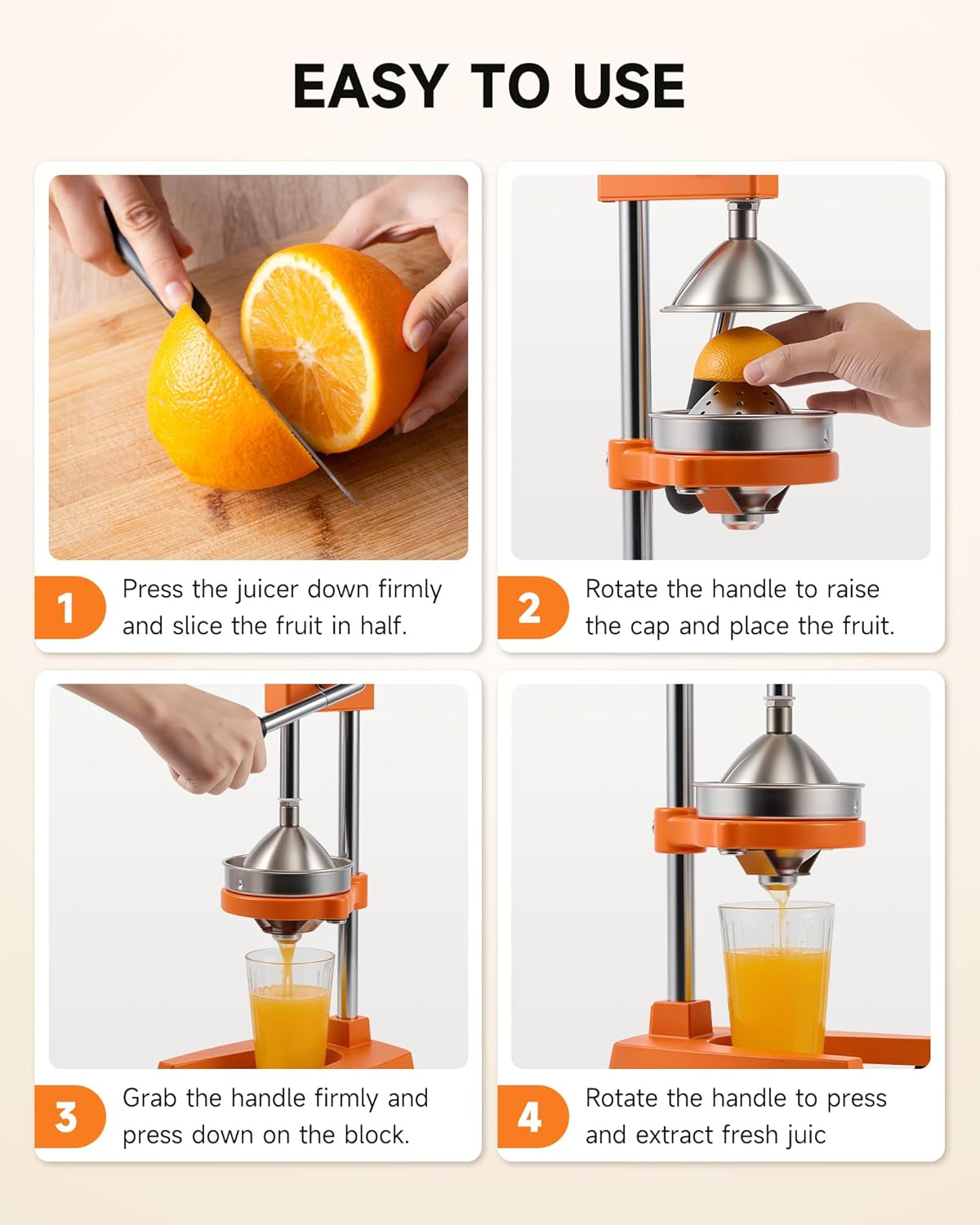 CO-Z Manual Citrus Juicer, Commercial Grade Cast Iron Orange Juicer, Professional Heavy Duty Juice Press with Removable Strainer, Manual Juice Extractor for Orange Lemon Pomegranate Citrus, Black