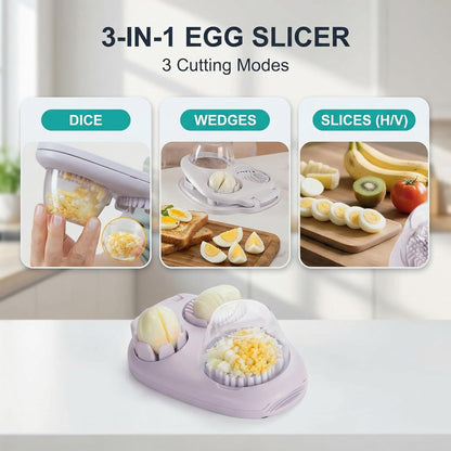 3-in-1 Heavy Duty Egg Slicer, Stainless Steel Blades with Multiple Cutting Modes for Hard Boiled Eggs, Mushrooms, Strawberry, Multifunctional Kitchen Tool, Send Goods from Local Warehouse