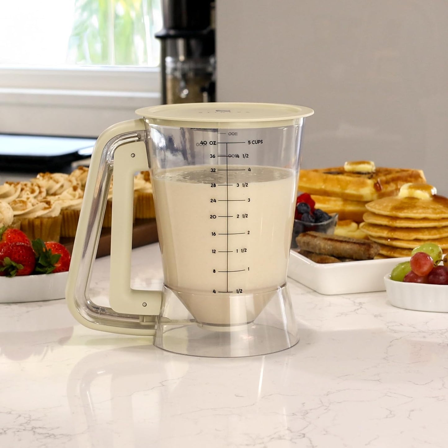 Premium Batter Dispenser for Pancakes, Cupcakes, Crepes, Waffles, Muffins, Griddle Breakfast Accessory, baking tool