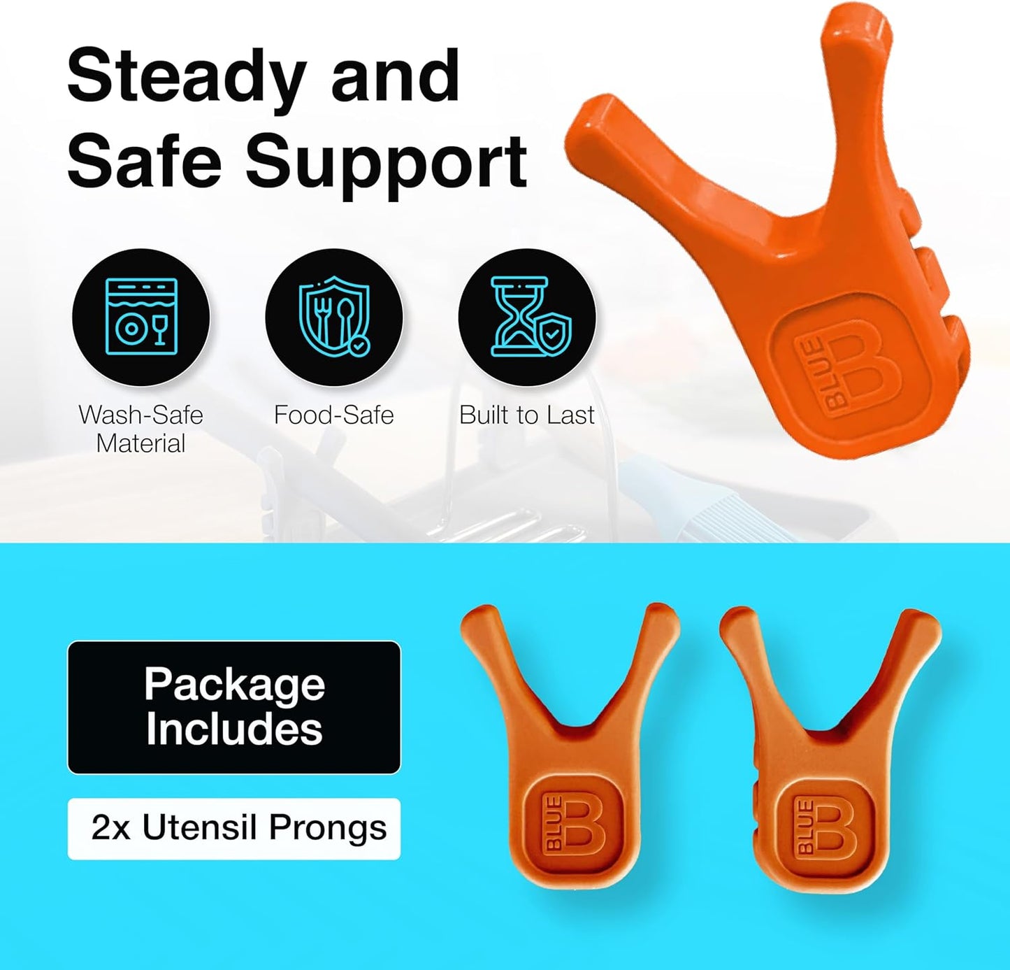 Nottaslip Utensil Prong Pot Spoon Holder - Premium Silicone Spoon Rest - Heat-Resistant to 550°F, BPA-Free, Dishwasher Safe Utensil Pot Clip, Fits Most Pots & Pans - Non-Slip Silicone - 2PK, Black
