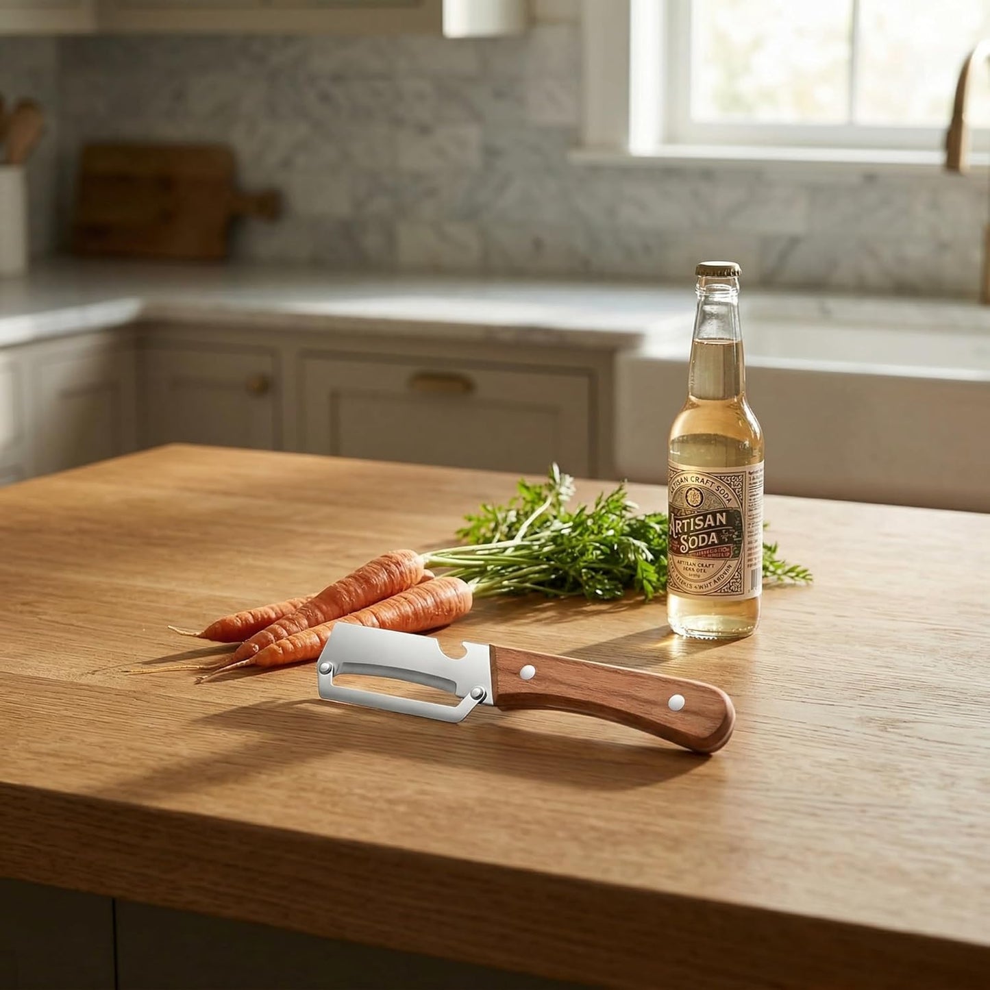 2026New Multi-function Vegetable Peeler, Kitchen Multi-function Stainless Steel Thickened Fruit Peeler Knife with Wooden Handle 2-1Suitable for Peeling Vegetable Fruits (2PCS)
