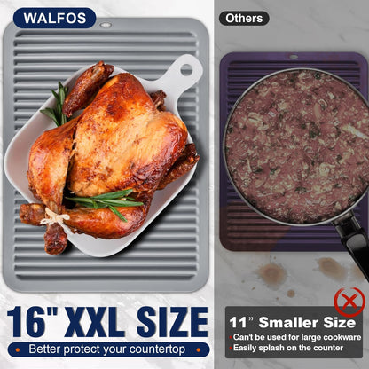 Walfos Silicone Trivet Mats - 4 Heat Resistant Pot Holders, Multipurpose Non-Slip Hot Pads for Kitchen Potholders, Hot Dishers, Jar Opener, Spoon Holder, Food Grade Silicone & BPA Free (Black)