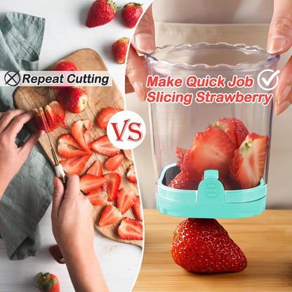 Creative Strawberry & Fruit Slicer - Detachable Cutter with Push Plate (Black)