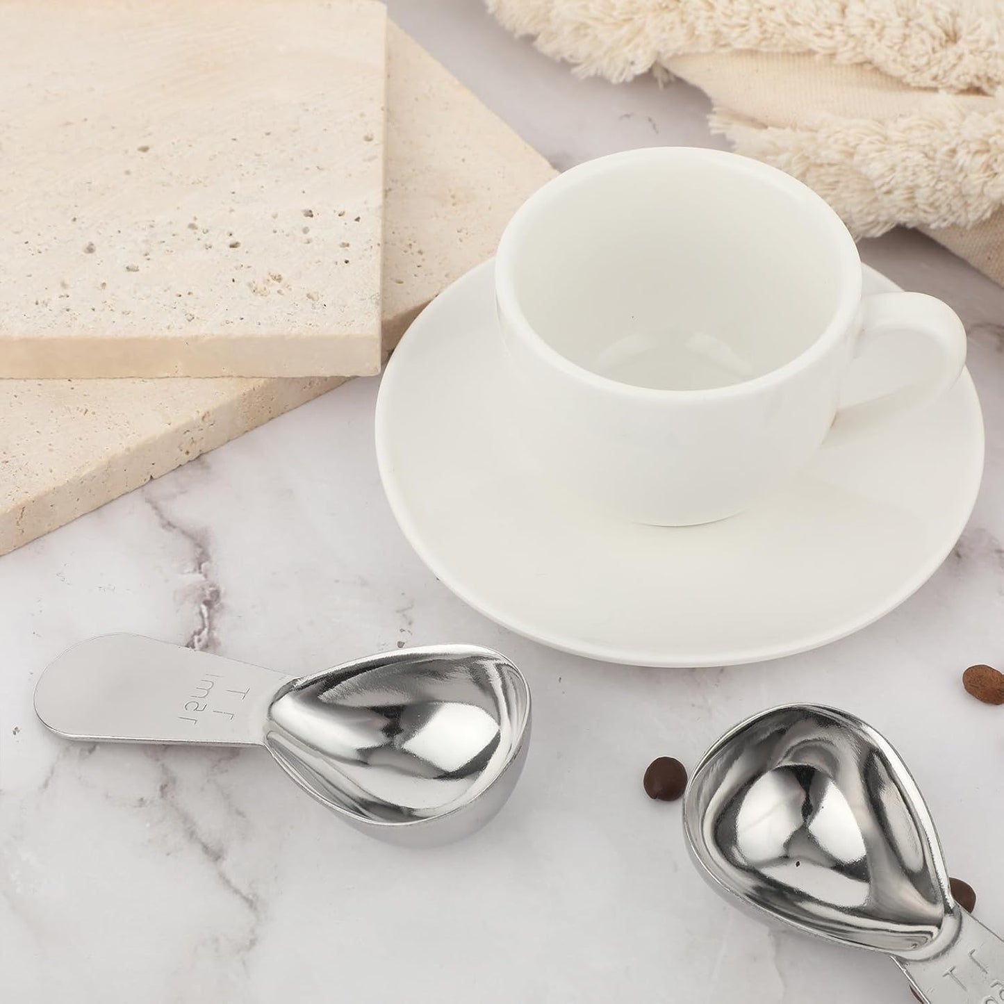 Dimeho 3pcs Stainless Steel Coffee Scoop Tablespoon Metal Measuring Spoon Stainless Steel Coffee Spoons Short Handles for Ground Coffee, Bean, Espresso, Powder, for Canister (sliver, 15ml)