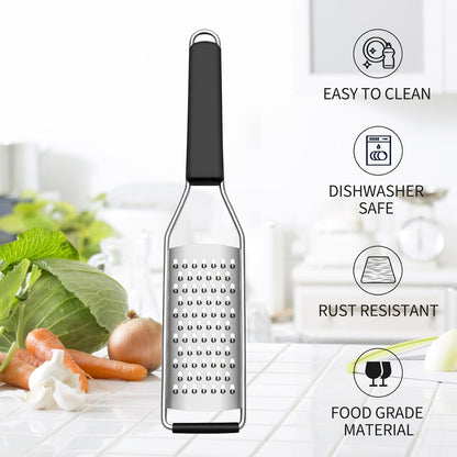 Cambom Lemon & Citrus Zester, Cheese Graters with Stainless Steel Sharp Blade for Parmesan Cheese, Ginger, Garlic, Nutmeg, Chocolate, Vegetables, Fruits, Dishwasher Safe Shredder Fine Blade