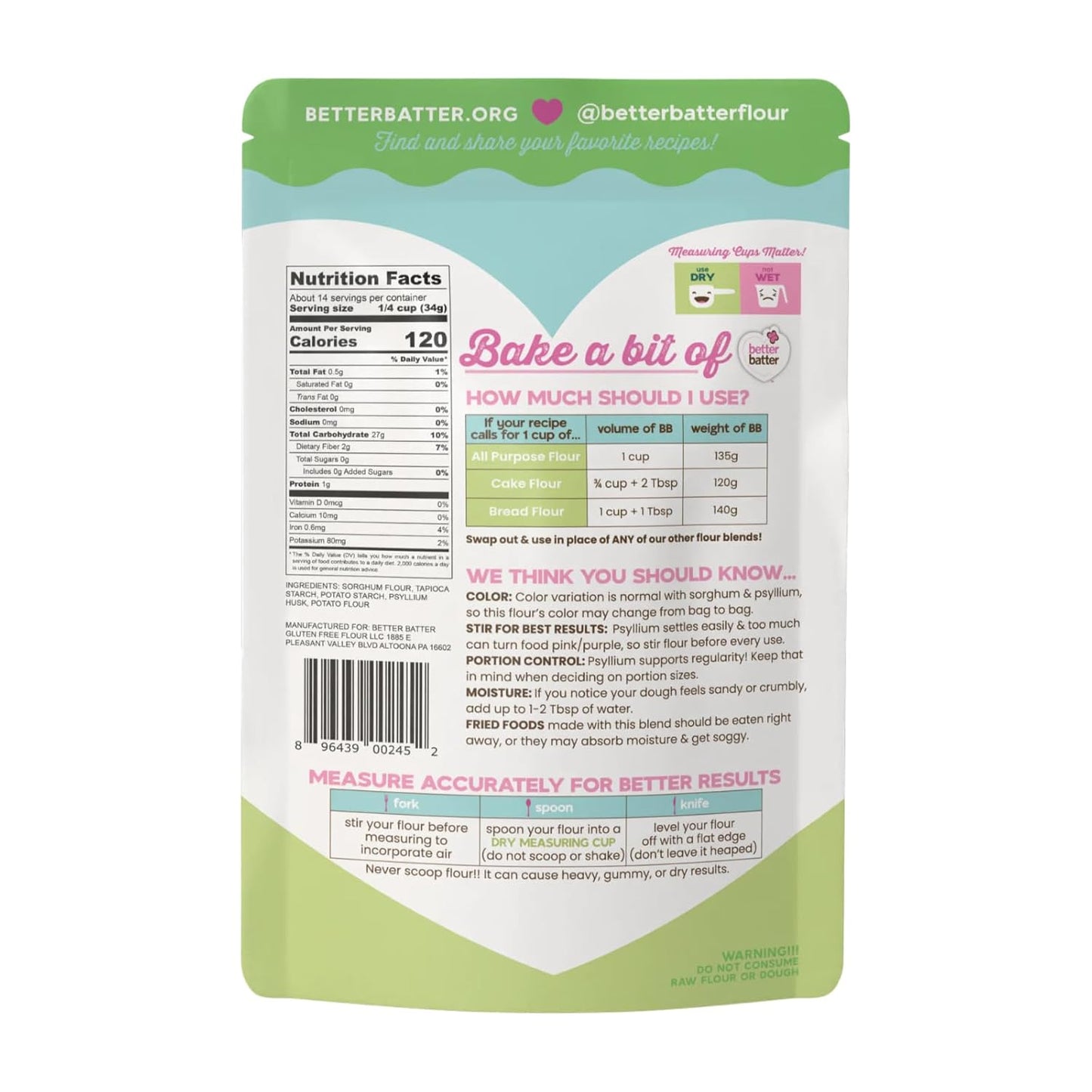 Better Batter Original Blend Multipurpose Gluten Free Flour 2.5lb – Certified GFCO, Vegan, Kosher, Non-GMO – Top 9 Allergen Free, Award Winning Cup-for-Cup Baking Alternative to Regular Wheat Flour