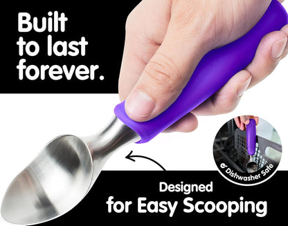 SUMO Stainless Steel Ice Cream Scoop With Ergonomic Handle - Sturdy, Dishwasher-Safe Scooper For Effortless Scooping and Serving Of Frozen Desserts, Comfortable Grip - Blue