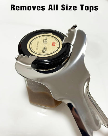 Stainless Steel Mason Jar Opener - No Lid Dents or Damage, Easy Twist Handheld Tool for Canning, Bottles & Various Jar Lids (1)