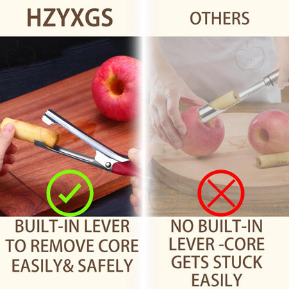 Premium Apple Corer Tool - Easy to Use & Clean, Ultra Sharp, Sturdy Ergonomic Handle - Durable Corer Remover for Baking & More (Gray)