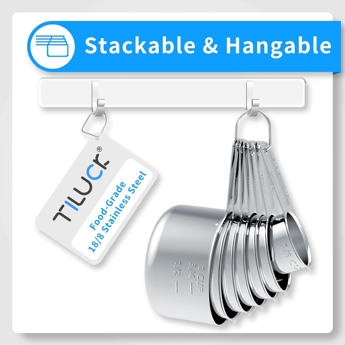 TILUCK Stainless Steel Measuring Spoons Set,Coffee Scoop Spoon,Kitchen Gadgets for Cooking & Baking,Set of 6
