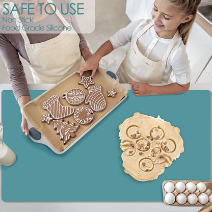 Standard Silicone Mat,Black Baking Mat-Food Grade Kids Dinner Table Placemat Non Slip Counter Mat with Raised Edges Heat Resistant Mat for Air Fryer Nonstick Pastry Dough Mat(1 Pack 23.6'' x 15.7'')