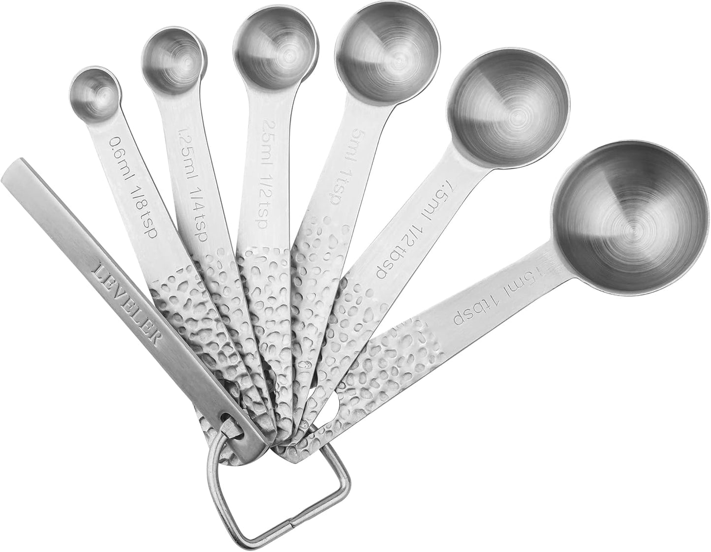 Measuring Spoons Set, 18/8 Stainless Steel Measuring Spoons Set for Dry&Liquid, Metal Metric & US Measuring Spoon with 1 Leveler and Locking Ring for Kitchen & Baking
