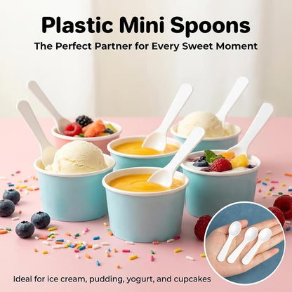 Mini Spoons - 100PCS Tasting Spoons Plastic Disposable Cutlery Small Spoon For Tasting Ice Cream Cake Jelly Pie Yogurt Dessert For Party Celebrations Multi-Color