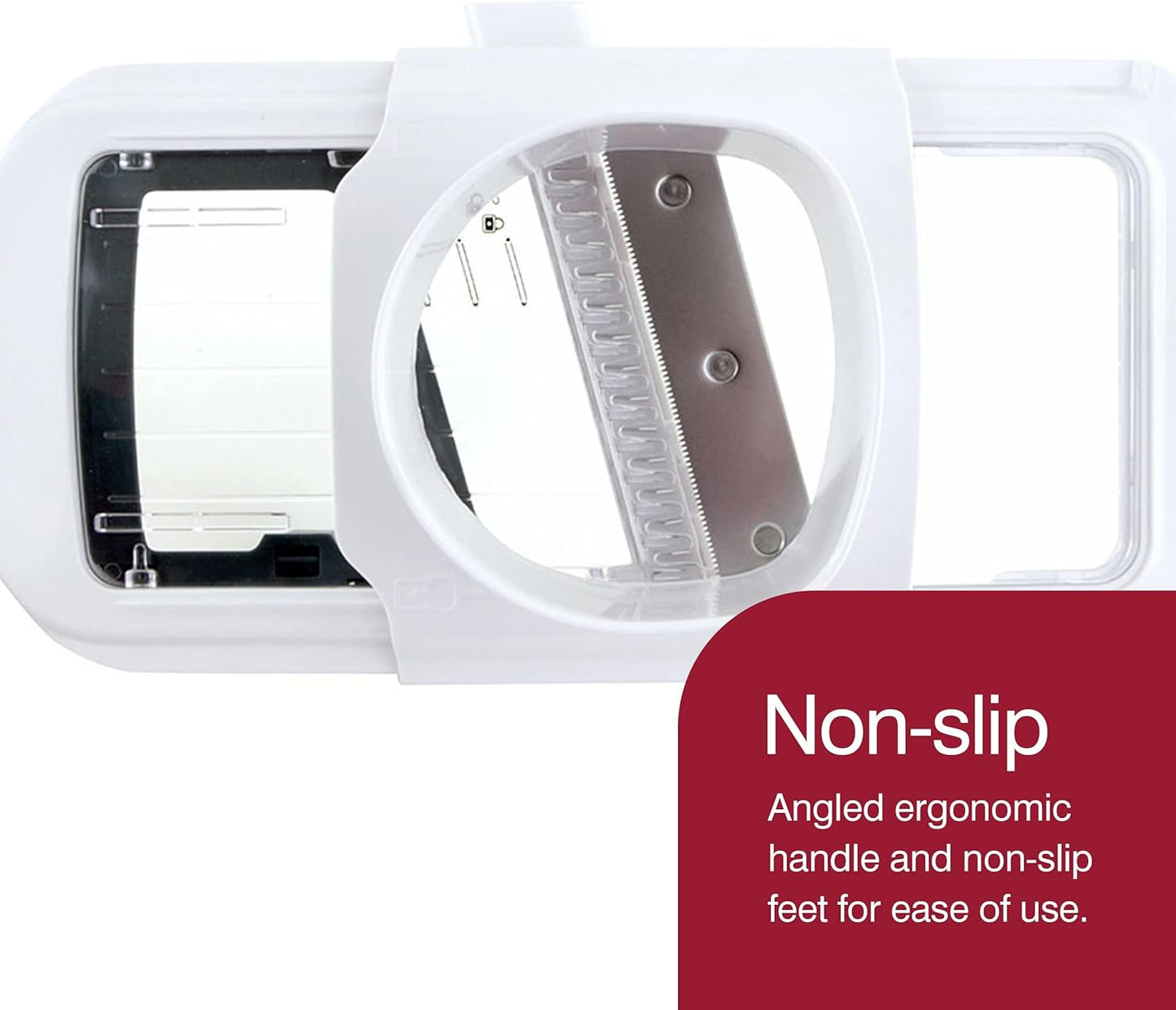 Zyliss Easy Control Handheld Slicer - Vegetable Slicer & Chopper - Fruit Cutter - Handheld Slicer with Two Stainless Steel Blades - Dishwasher Safe - White/Red, 13 inches