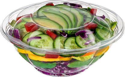GUSTO [18 oz. - 50 Count Clear Plastic Salad Bowls with Lids, Disposable Salad Containers - Perfect for Takeout, Salads, and Meal Prep (Formerly Comfy Package)