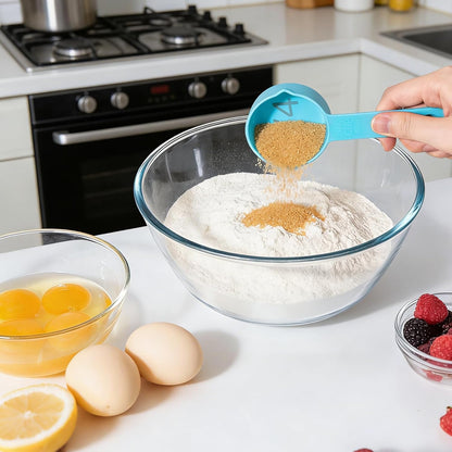 Easy to Read Measuring Cups & Spoons Set for Visually Impaired, Stackable Cups and Spoons, Nesting Measure Cups