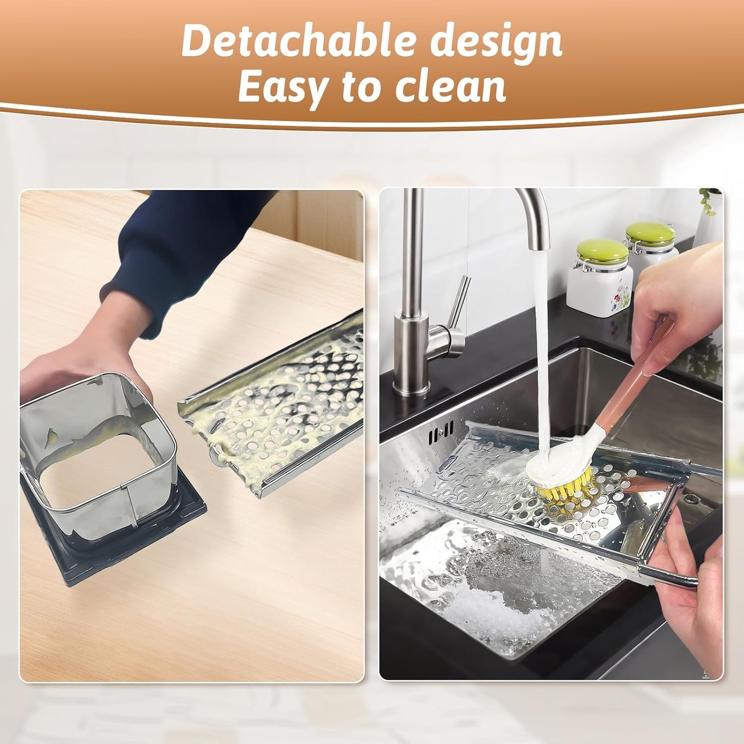 Premium Grade Stainless Steel Spaetzle Maker with Anti-slip Rubber Handle, Spider Strainer Skimmer, Silicone Scraper and Plastic Brush, Homemade German Egg Noodle Dumpling Making Tool Set