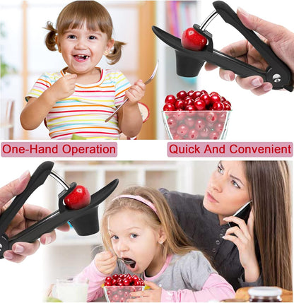 Cherry Pitter,Cherry Seed Remover Olives Pitter Tool with Space-Saving Lock Design,Multi-Function Fruit Pit Remover for Making Cherry Jam ( Stainless Steel / Heavy-Duty)