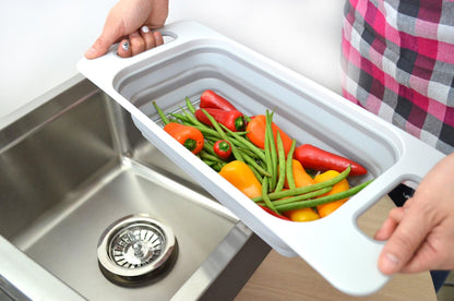 SAMMART 2.6L (0.68 gallon) Set of 2 Over The Sink Rectangular Colander (2, Grey)