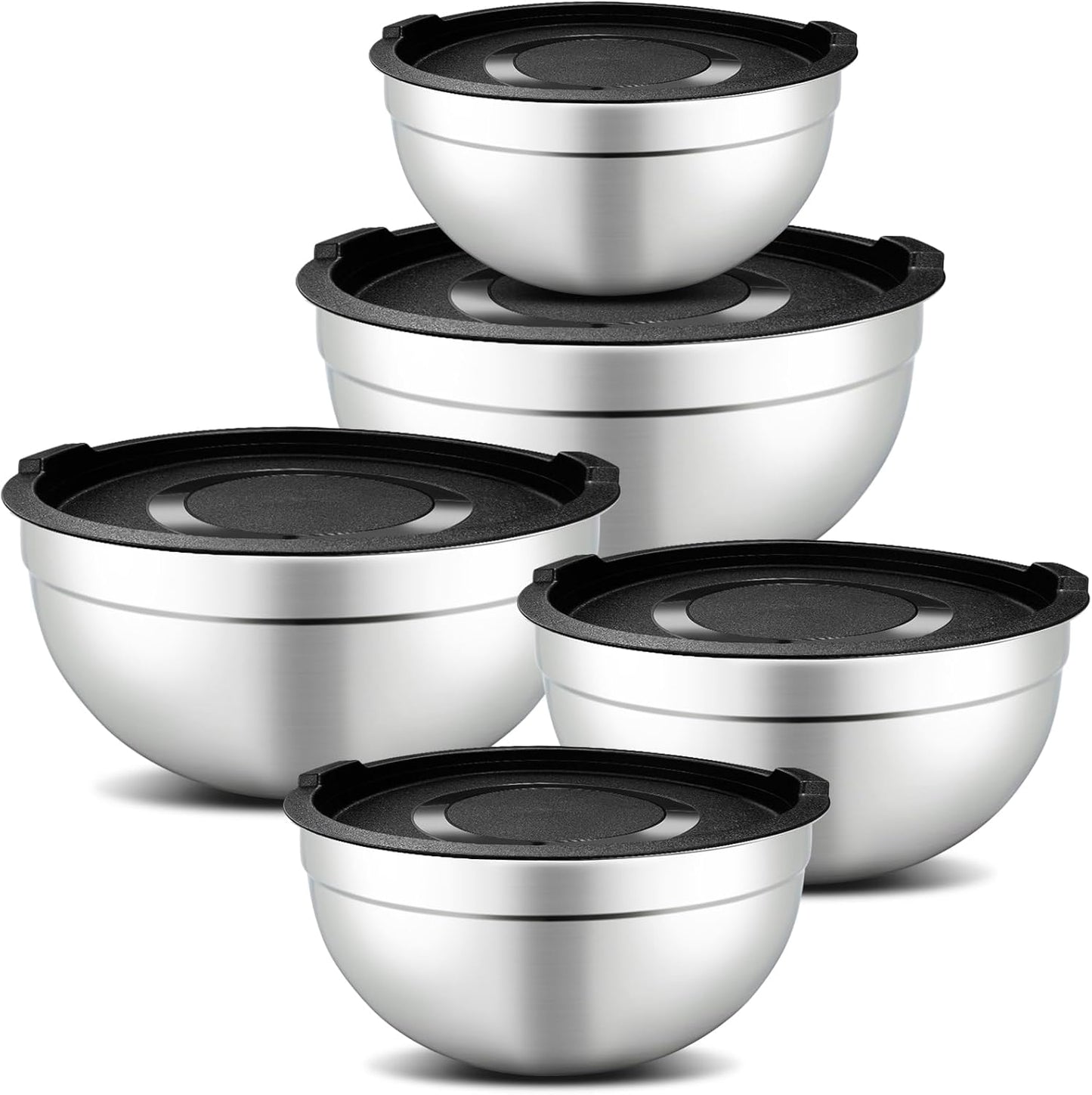 Hunnycook 7 Piece Mixing Bowls with Lids Set - Mixing Bowls Stainless Steel Bowls for Kitchen Baking, Size 0.7, 1.1, 1.5, 2.1, 3.5, 4, 4.5QT, Baking Bowl for Food Preparation, Mixing and Serving Foods