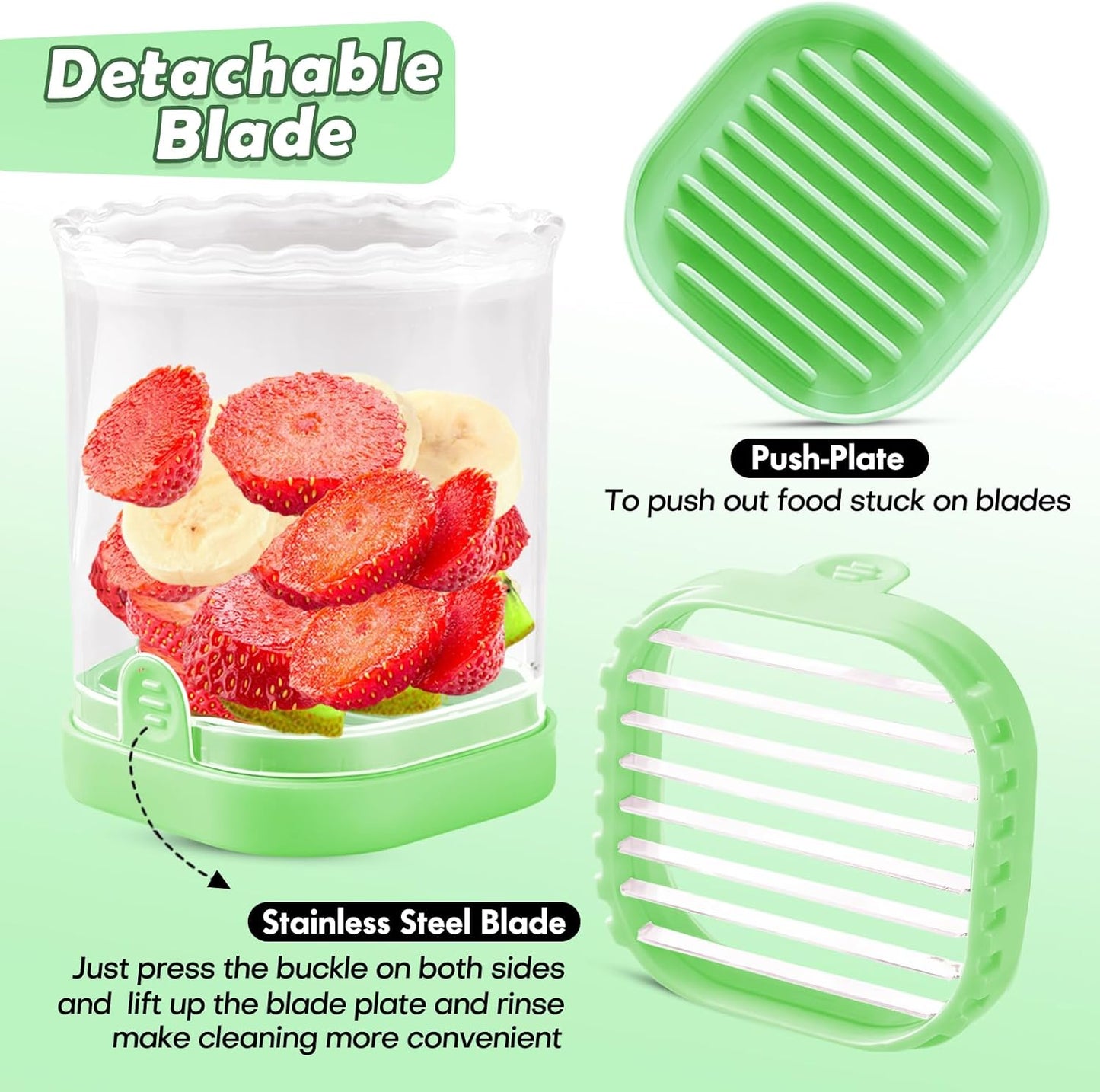 Creative Strawberry & Fruit Slicer - Detachable Cutter with Push Plate (Black)