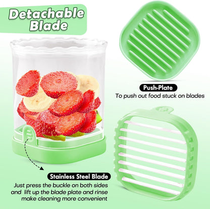 Creative Strawberry & Fruit Slicer - Detachable Cutter with Push Plate (Black)