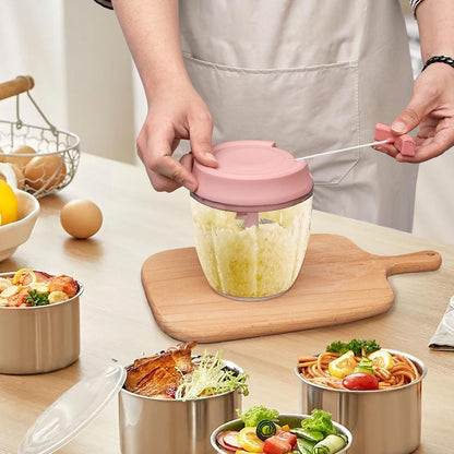 Garlic Chopper Mini Manual Hand Food Chopper for Kitchen Onion Dicer Crusher Garlic Mincer Blue 160ml