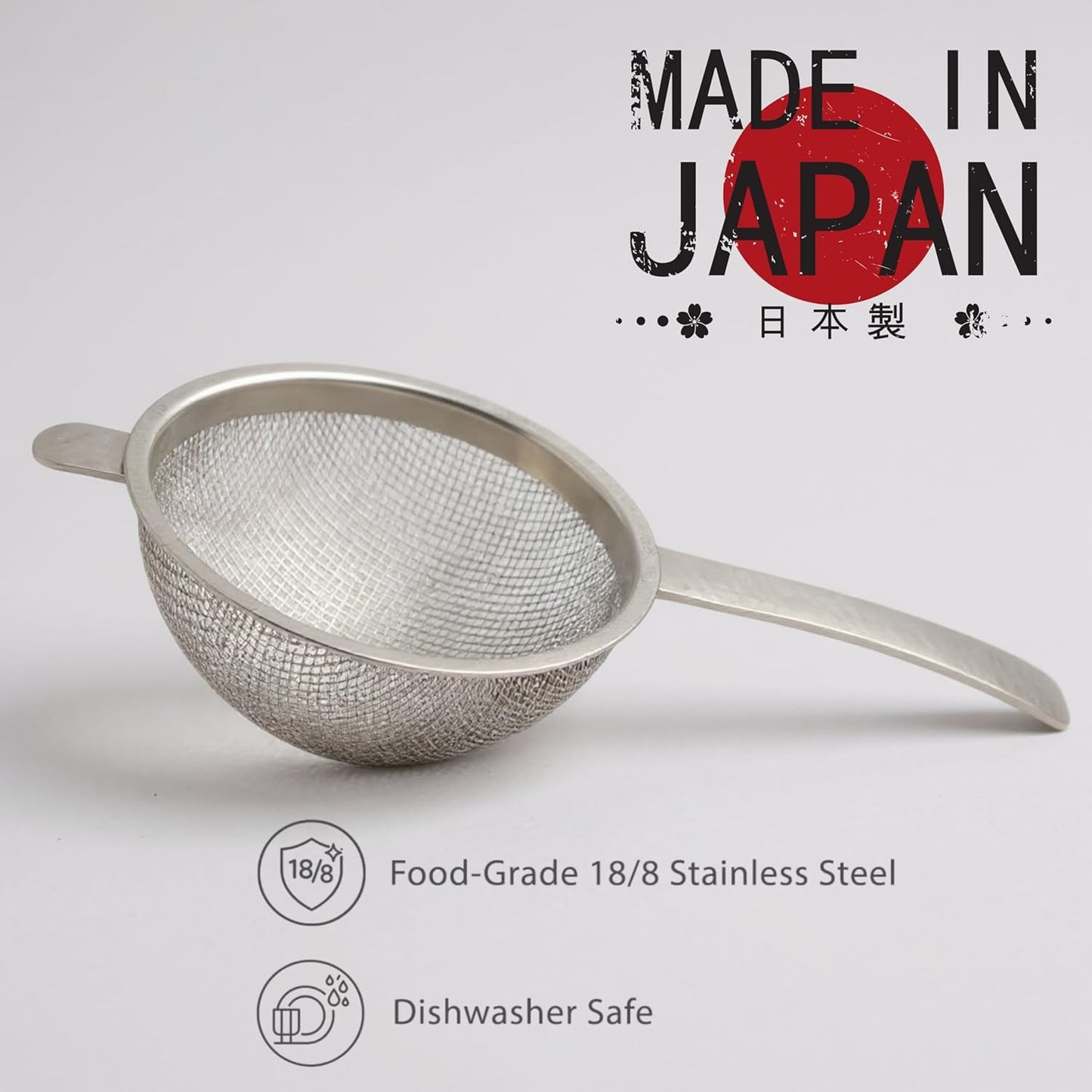 Japanese Fine Mesh Tea Sifter – Stainless Steel Tea Strainer for Matcha & Loose Leaf Tea -Made in Japan (Hammered Handle)