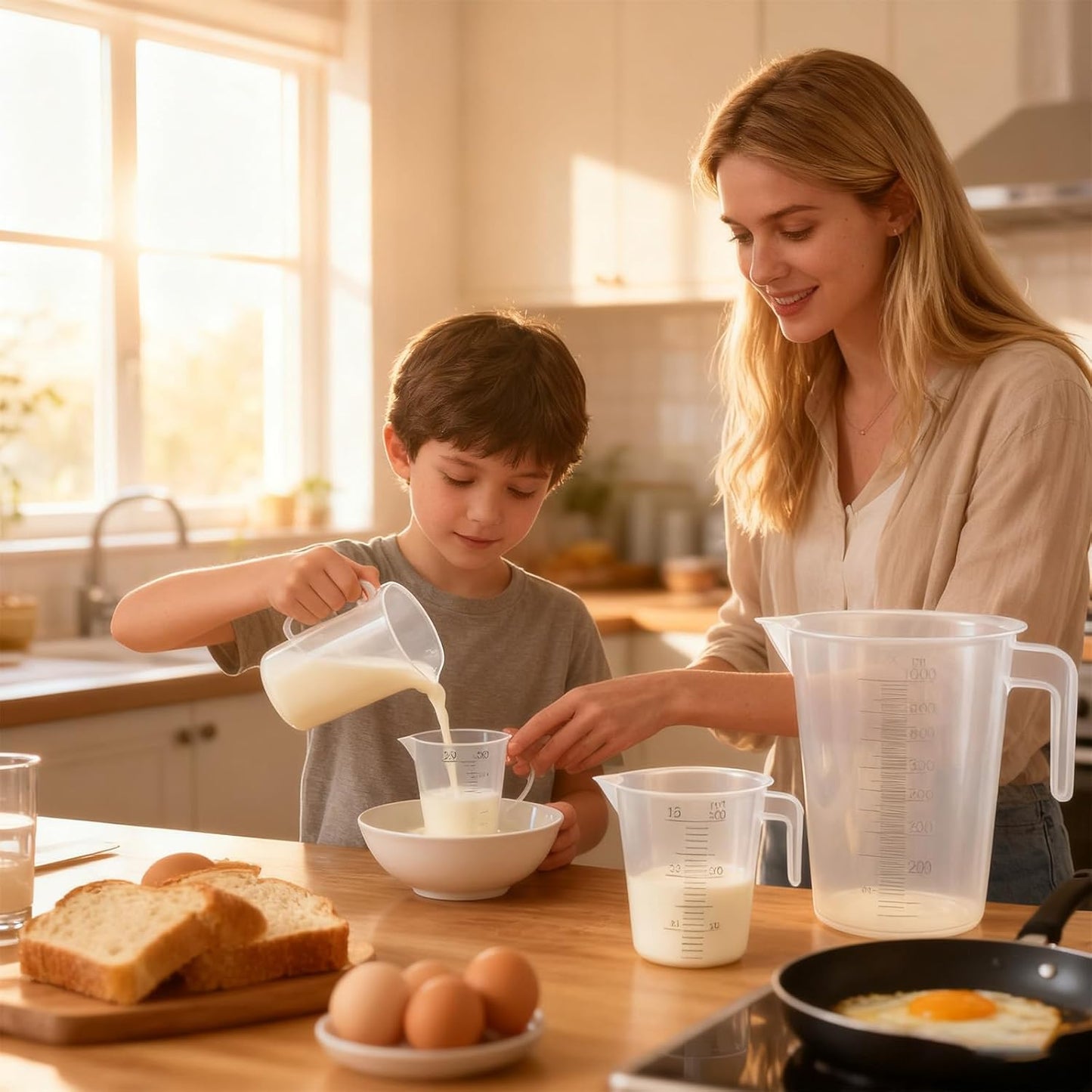 Multi-Purpose Measuring Cup Set - 1/2/4 Cup BPA-Free Unbreakable Plastic - Stackable Dishwasher Safe - Liquid/Solid Measurement - Kitchen Essential