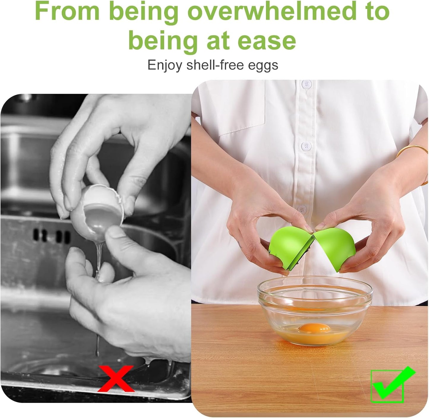 Egg Cracker, Silicone Egg Shell Opener, Cute Egg Shaped Design, Opens Eggs with Ease, A Little Happiness Boost for Your Kitchen. (Color: Red, 1-Pack)