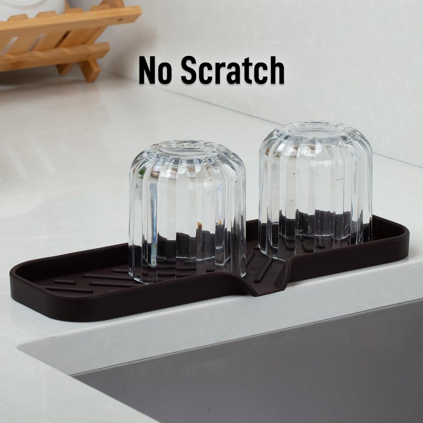 Zulay Kitchen (9x3.5in Sponge Holder for Kitchen Sink - Flexible Heavy-duty Multipurpose Sink Caddy - Counter Organizer for Kitchen, Bathroom, Makeup, Trinkets & More! (Grey)