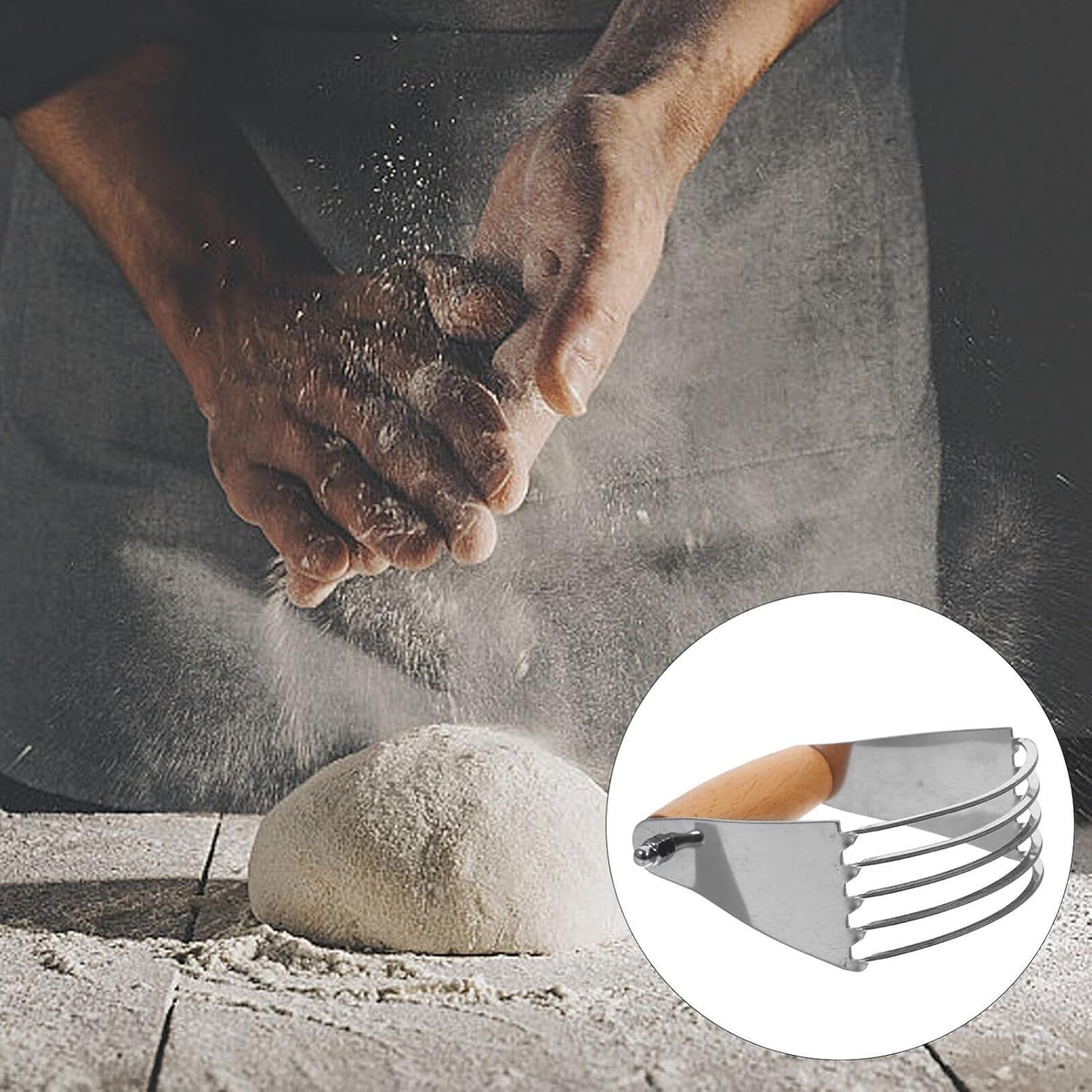 SOLUSTRE Dough Masher Dough Blender Stainless Steel Pastry Cutter Dough Cutter Dough Scraper Butter Cutter With Blades Flour Mixing Tool for Kitchen Butter Blender
