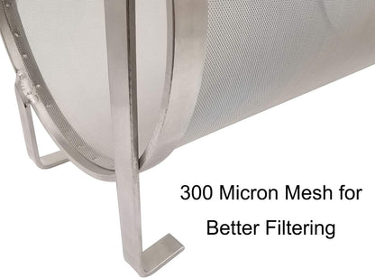 Hop Hopper Spider Strainer Basket Filter for Homebrew Hops Beer & Tea Brewing Bucket Fermenter Kettle, 304 Stainless Steel 300 Micron Mesh - 4" x 10"