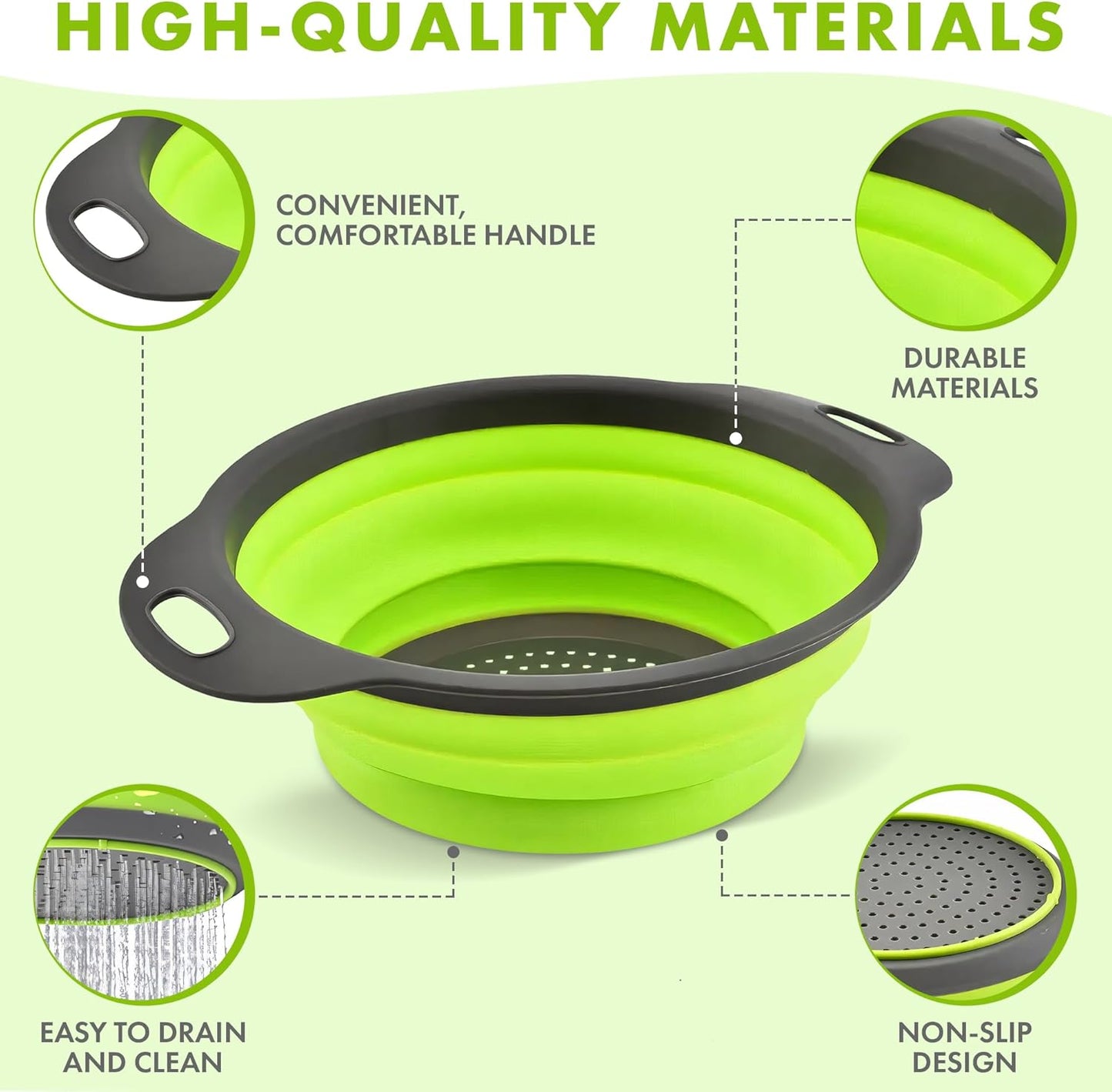 Silicone Collapsible Colander Sink Colander Collapsible Camping Versatile Collapsible Strainer Sink strainer basket over Sink Strainer (Red Green Blue)