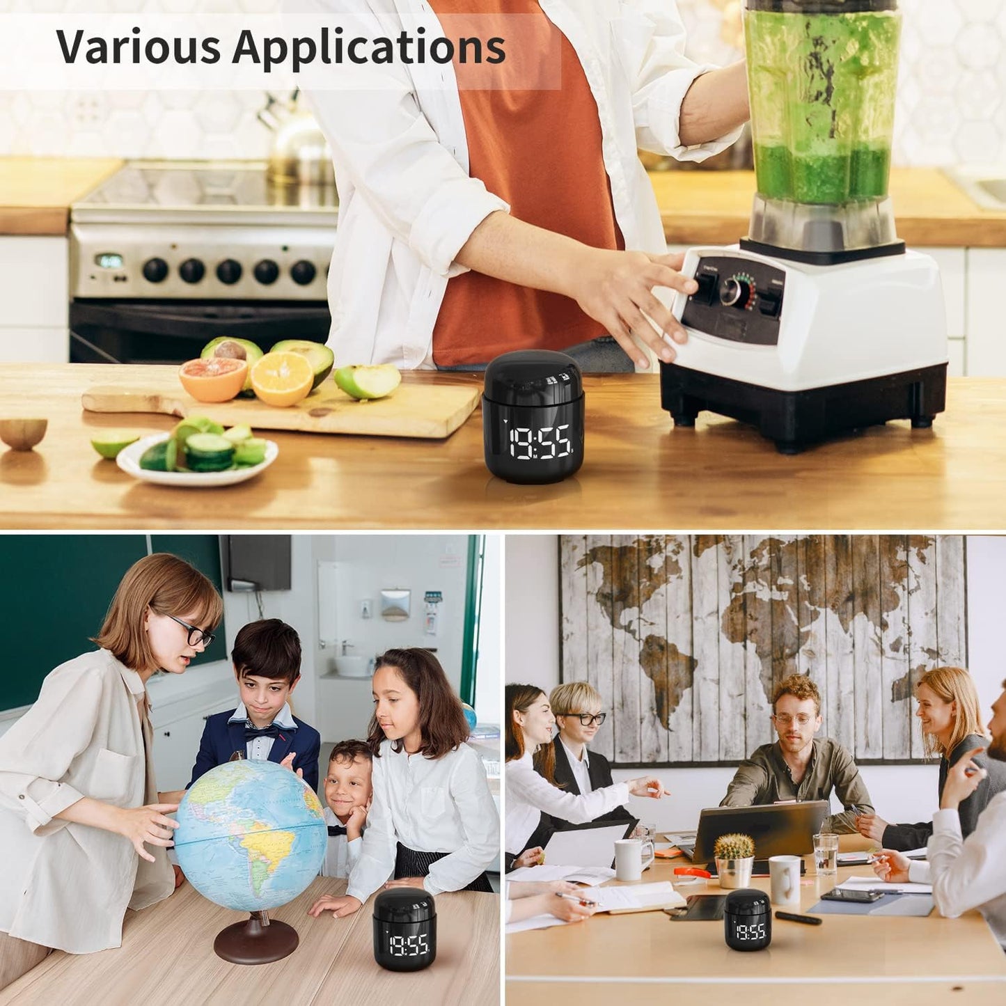 Digital Kitchen Timer,Countdown Countup Timer with Large LED Display Volume Adjustment,Timer for Cooking, Classroom Time for Kids and Teachers. (Silver)