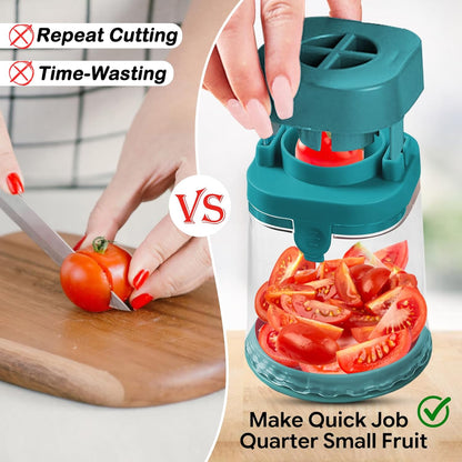 Small Fruit Cutter, Creative Strawberry & Grape Slicer, Quickly Making Fruit Vegetable Salad (Black)