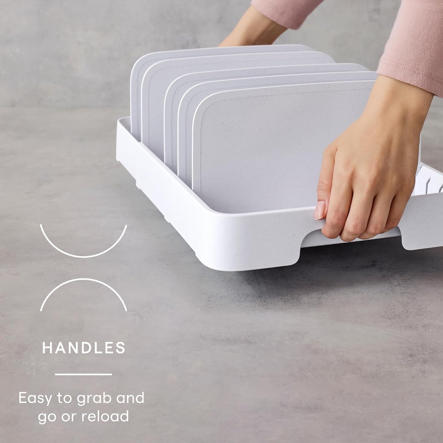 YouCopia StoraLid Food Container Lid Organizer for Kitchen Cabinet Storage with 5 Adjustable Dividers, 10.5''D × 13.4''W × 3.3''H, Large Classic Edition, White
