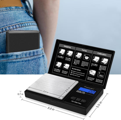 Fuzion Digital Pocket Gram Scale 1000g/0.1g, Small Digital Scales Grams Ounces Grains, Herb Scale, Jewelry Scale, Portable Travel Food Scale
