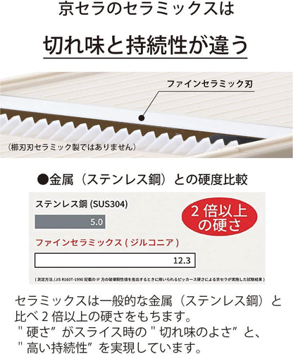 Kyocera CSN-182WHP Thin Slicing Slicer, 3 Levels, Thickness Adjustable, Made in Japan, Ceramic, Rust Free, Disinfectant Bleaching, White