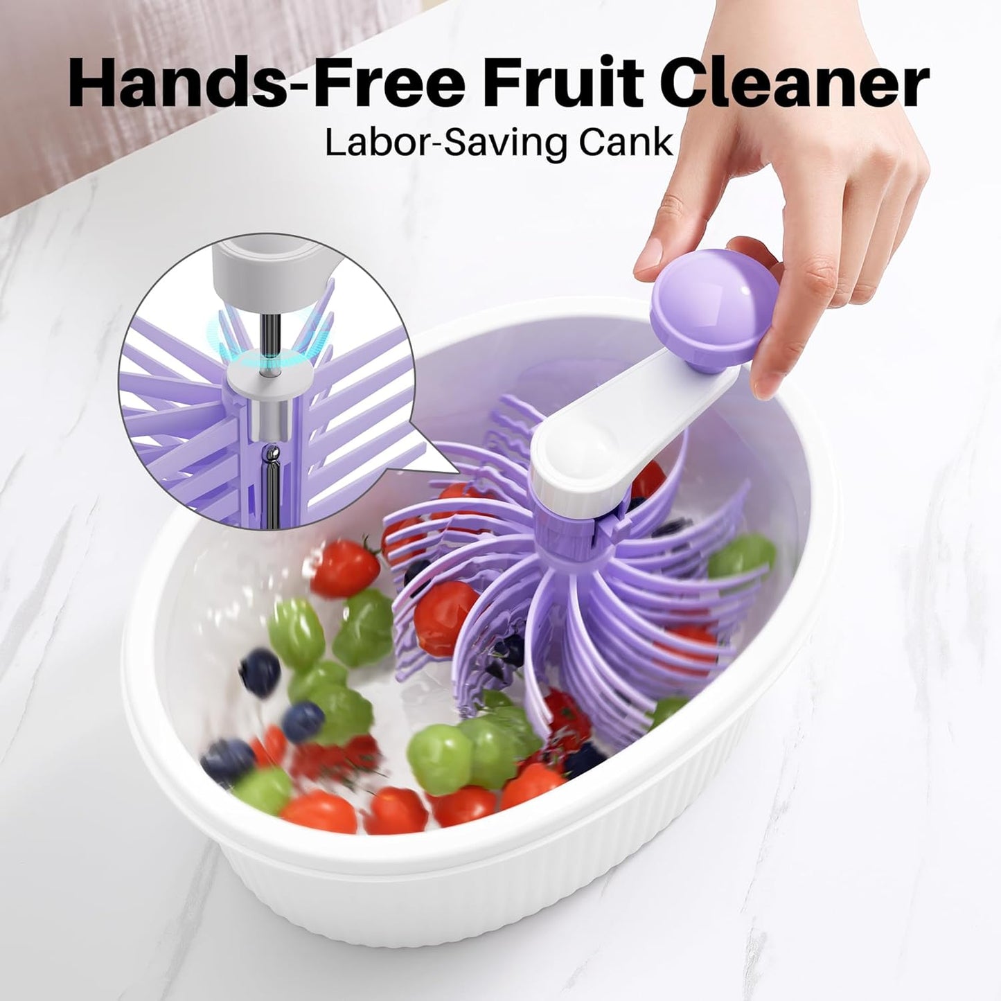 JOYMOOP Fruit Cleaner Spinner JOYLOOP, Large Fruit Washer Spinner, Fruit Cleaner Spinner with Fruit Washer Bowl, Vegetable Fruit Spinner Washer,Fruit and Vegetable Scrubber
