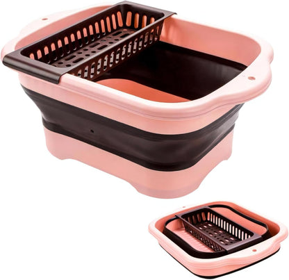 Collapsible Dish Basin Colander for Kitchen,Portable Bucket Camping Sink 2.9 Gallon (11L) (Blue)