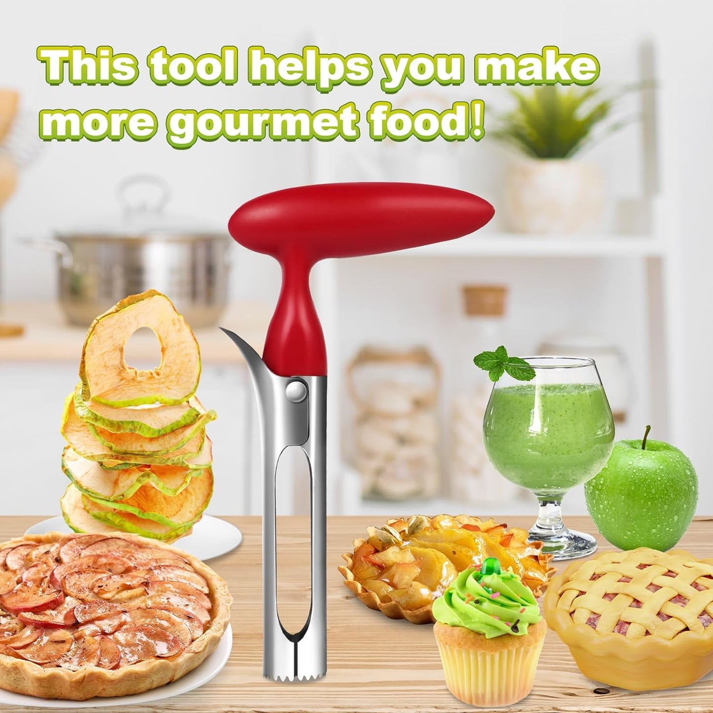 Apple Corer Tool with Sharp Serrated for Pears,Premium Apple Core Remover,Easily Core Fruits,Fruit Flesh Separator Apple Core Puller（Red）