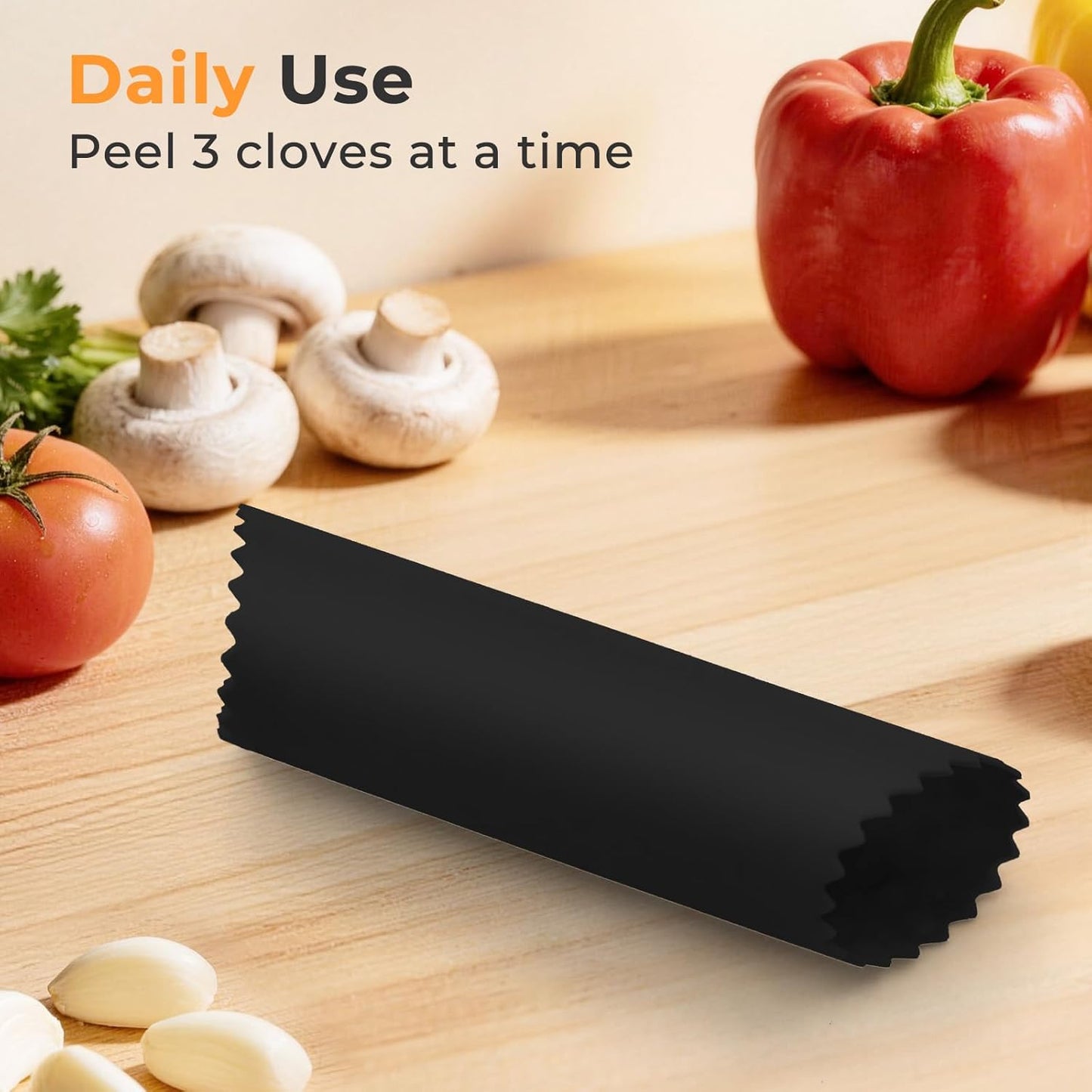 Silicone Garlic Peeler Tube Roller, Effortless Single & Bulk Clove Peeling, Odor-free Kitchen Tool, Stores 10-12 Cloves (Black,Green)