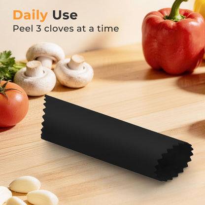 Silicone Garlic Peeler Tube Roller, Effortless Single & Bulk Clove Peeling, Odor-free Kitchen Tool, Stores 10-12 Cloves (Black,Green)