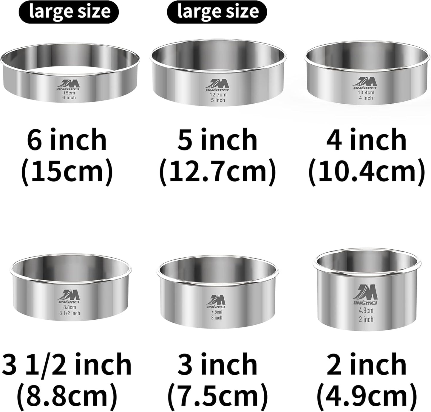 5 Pieces Circle Biscuit Cutter,Professional Stainless Steel Round Cookies Mold Tool with Handle for Baking GIFT Package