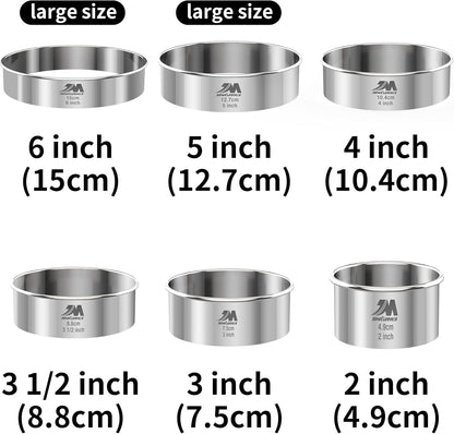 5 Pieces Circle Biscuit Cutter,Professional Stainless Steel Round Cookies Mold Tool with Handle for Baking GIFT Package